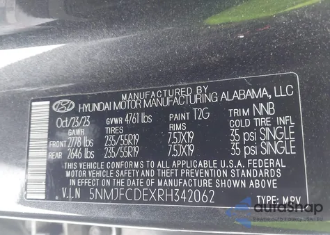 2024 Hyundai Tucson Sel from USA, damaged, VIN 5NMJFCDEXRH342062